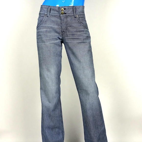 striped bootcut jeans